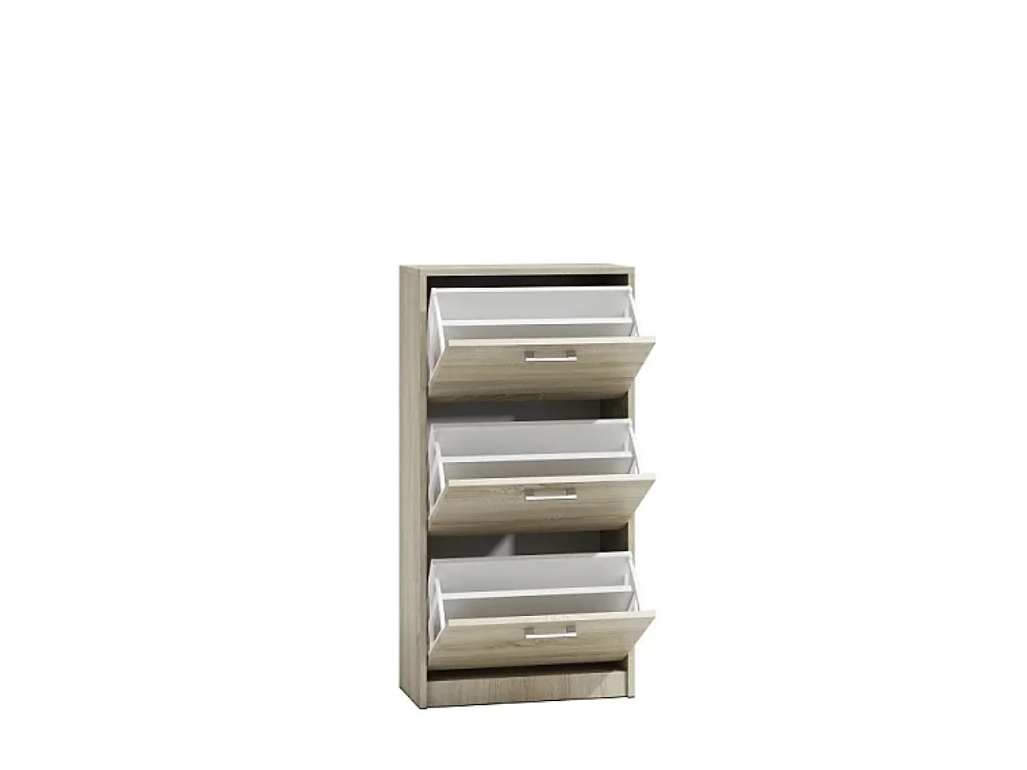 FANO - Zapatero de estilo moderno - 116x60x28 cm - Zapatero 3 puertas 6 nichos - Mueble recibidor - Aspecto madera
