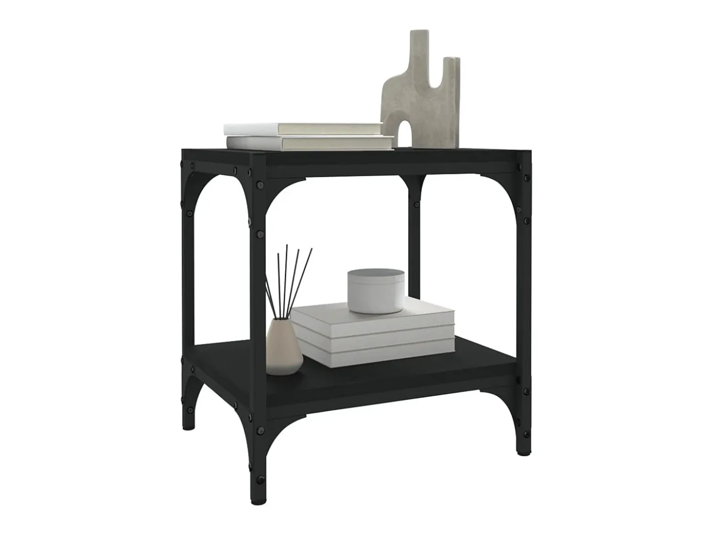 Foster City Mueble para TV madera contrachapada y acero negro 40x33x41 cm