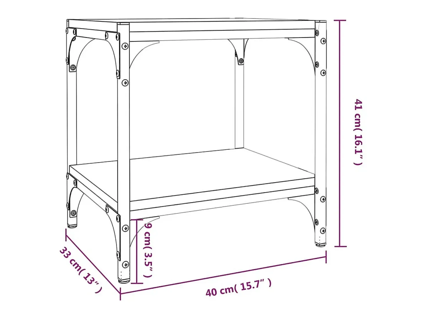 Foster City Mueble para TV madera contrachapada y acero negro 40x33x41 cm