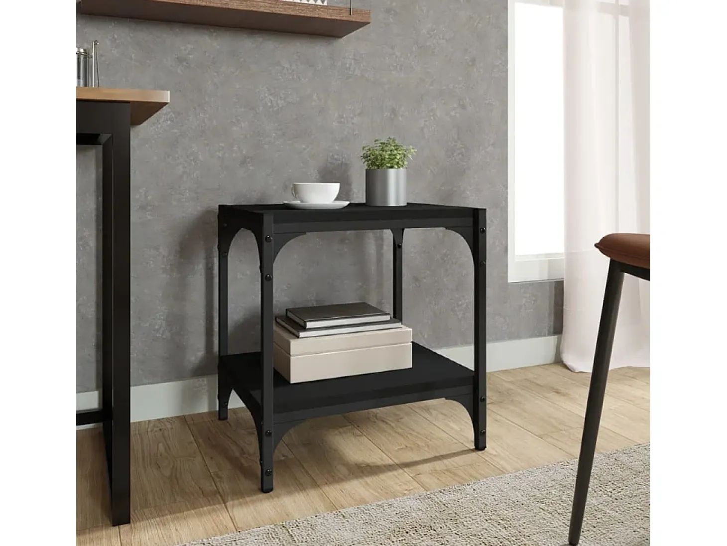 Foster City Mueble para TV madera contrachapada y acero negro 40x33x41 cm