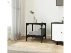 Foster City Mueble para TV madera contrachapada y acero negro 40x33x41 cm