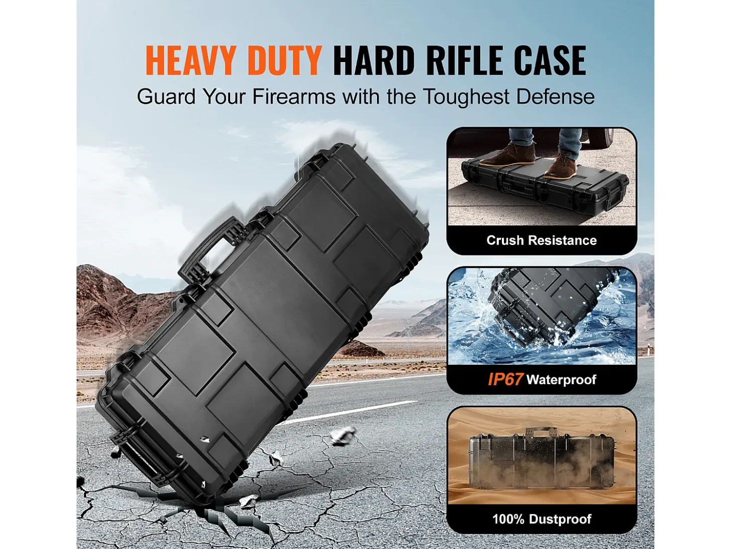 Funda Rígida para Rifle SucceBuy, 109 cm, con 3 Capas de Espuma Protectora