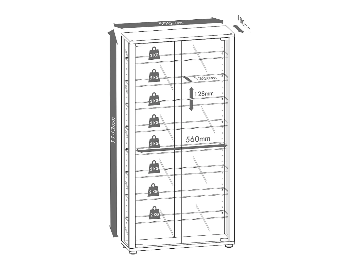 Gabinete de exhibición de pared Vitrosa
