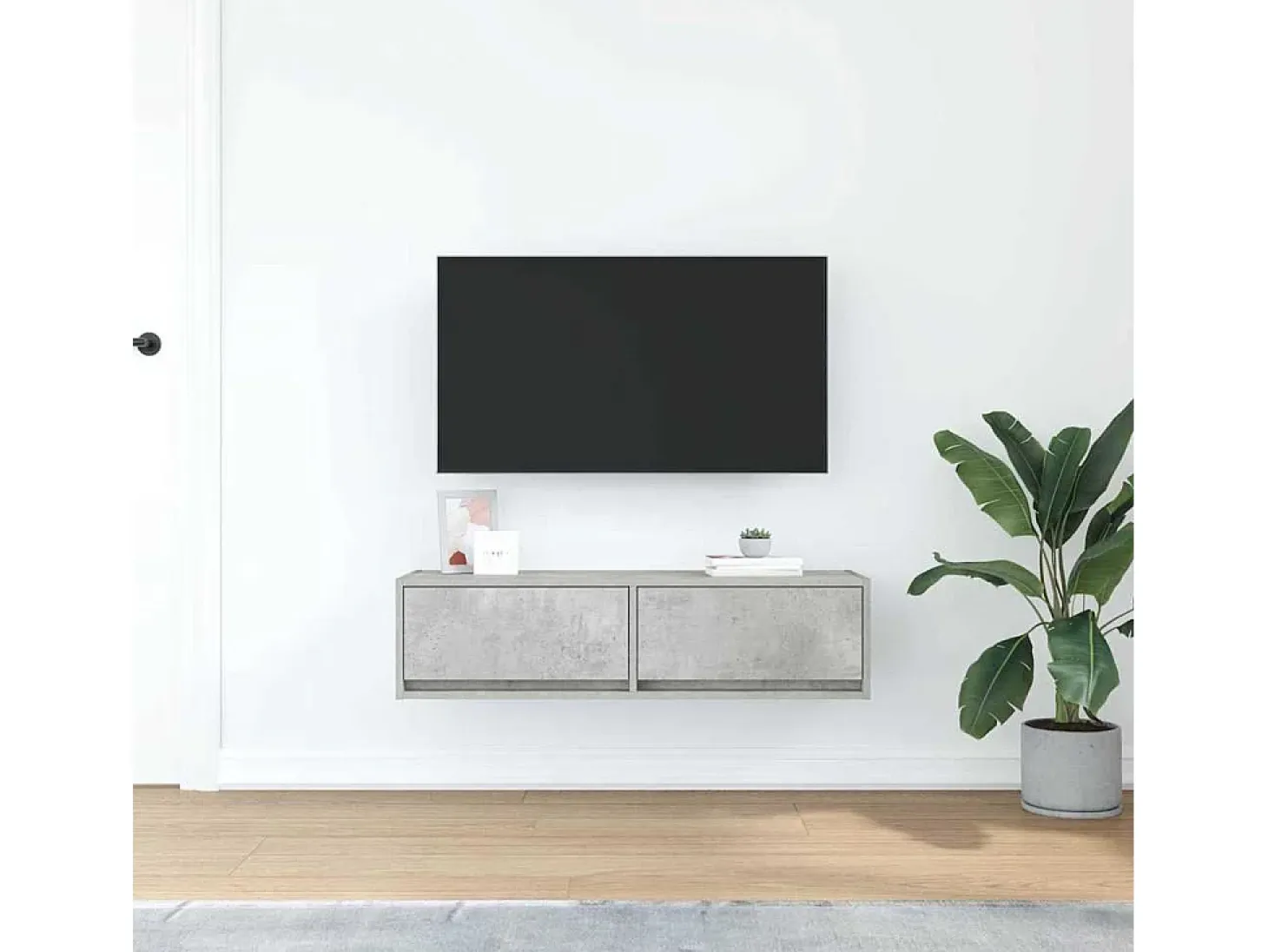 Gabinete de TV con cajón Gris hormigón 100 x 31 x 25.5 cm