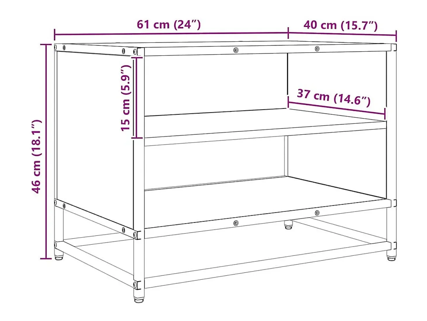 Gabinete de TV Roble artisan 61 x 40 x 46 cm