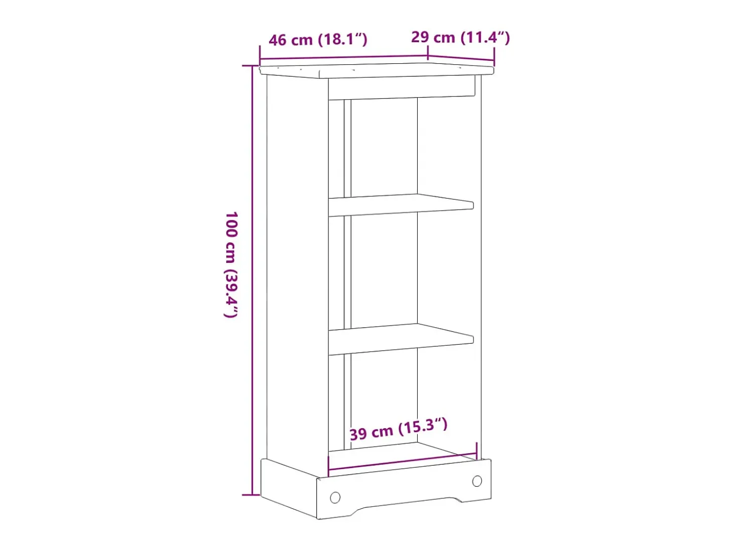 Garden Furniture - Estantería Corona madera maciza de pino 46x29x100 cm