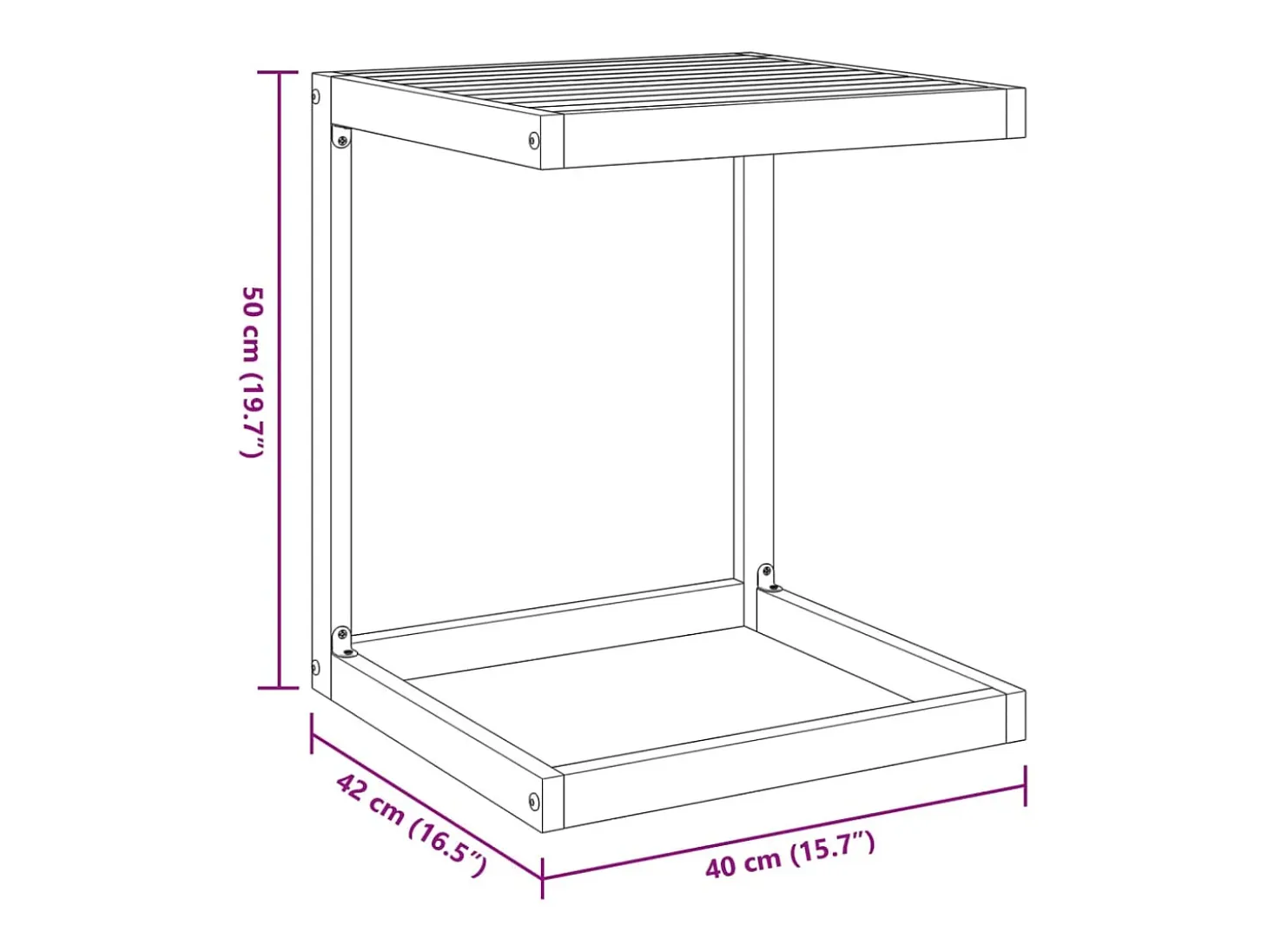 Garden Furniture - Mesa en forma de C madera maciza de acacia 42x40x50 cm