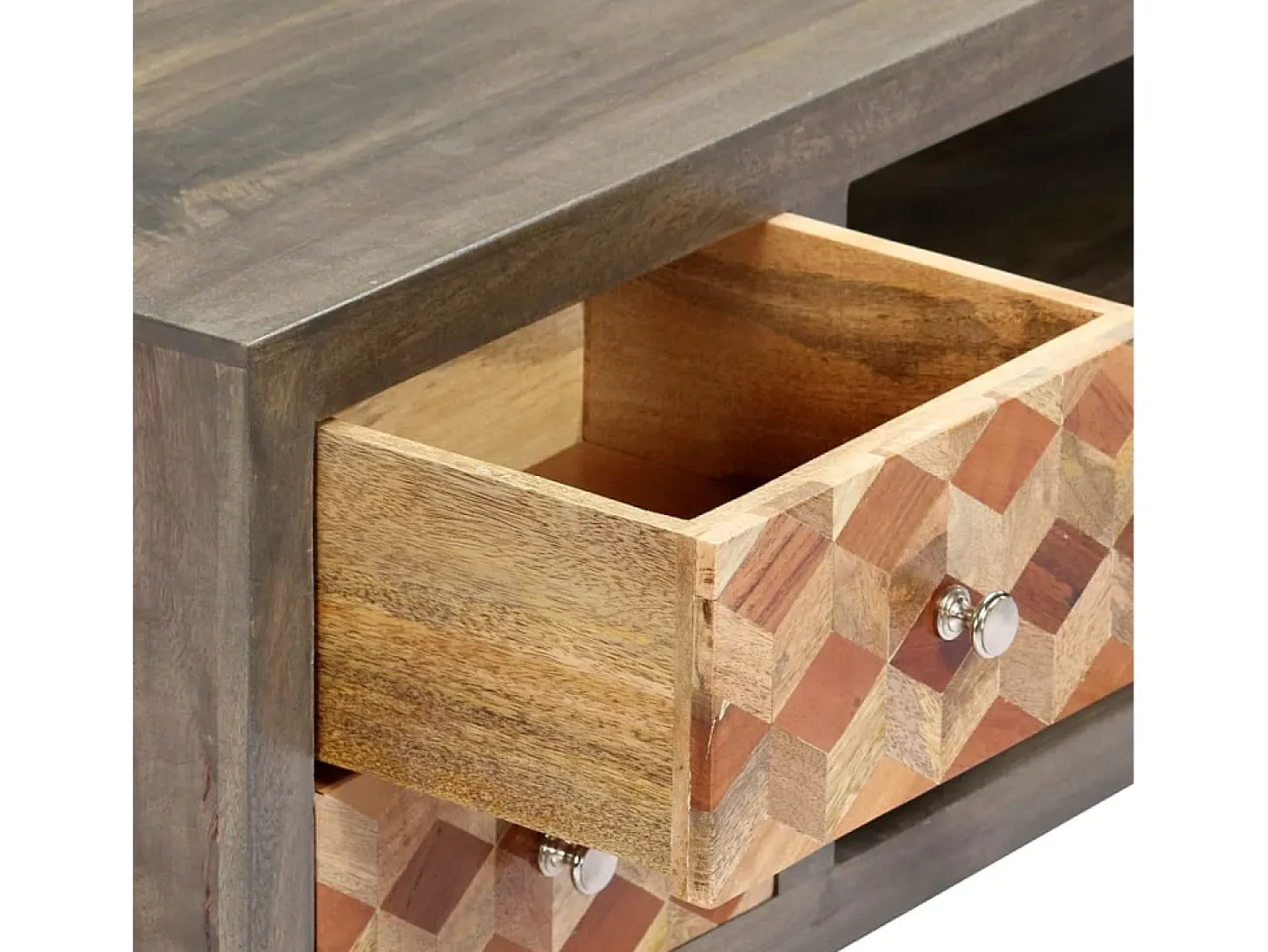 Garden Furniture - Mueble para TV de madera maciza reciclada gris 120x30x40 cm