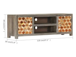 Garden Furniture - Mueble para TV de madera maciza reciclada gris 120x30x40 cm