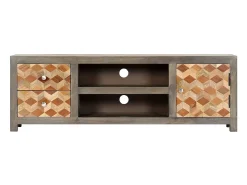 Garden Furniture - Mueble para TV de madera maciza reciclada gris 120x30x40 cm