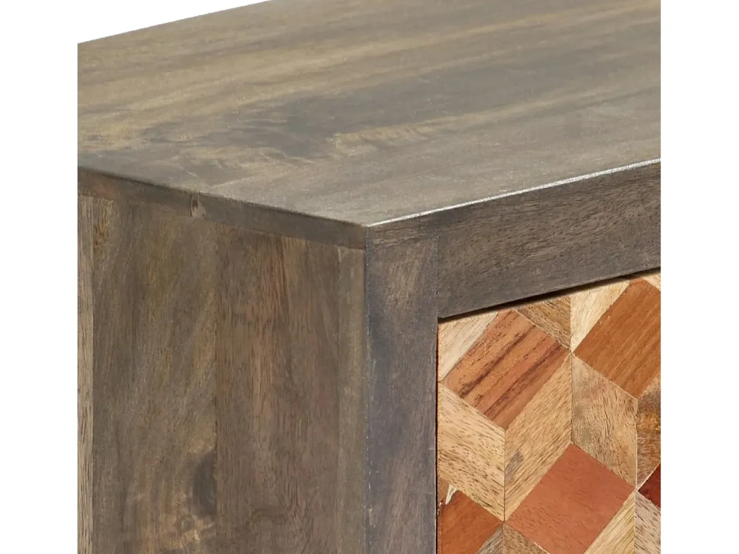 Garden Furniture - Mueble para TV de madera maciza reciclada gris 120x30x40 cm