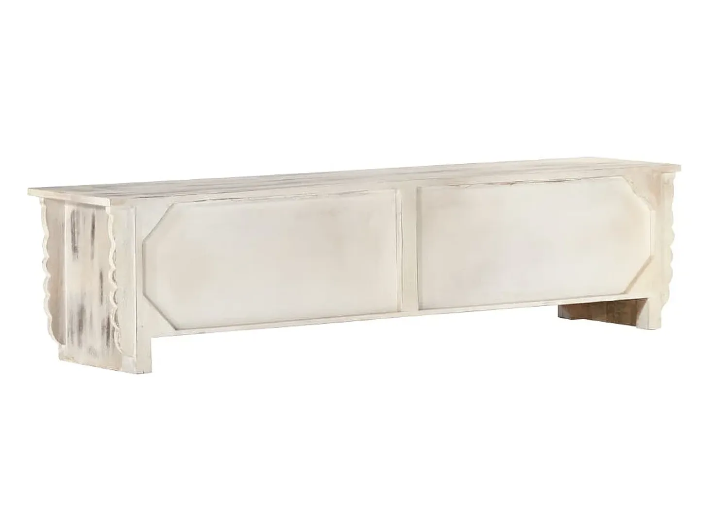 Garden Furniture - Mueble de TV de madera maciza de mango blanco 140x30x35 cm