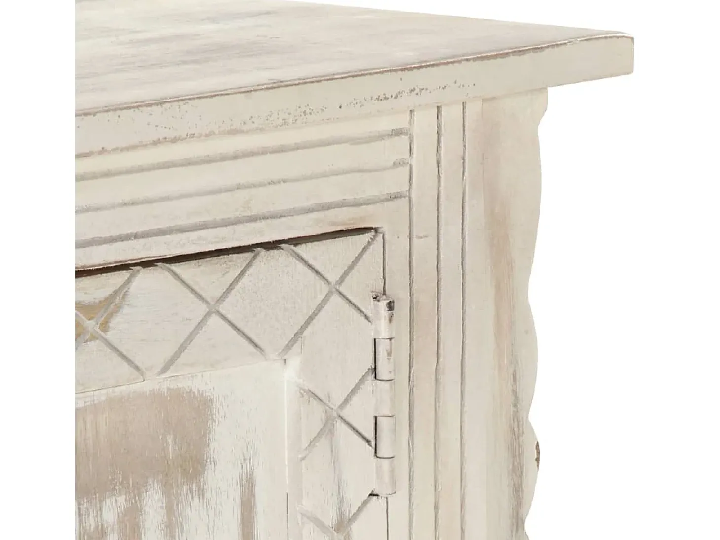 Garden Furniture - Mueble de TV de madera maciza de mango blanco 140x30x35 cm