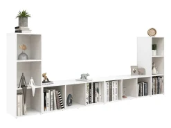 Garden Furniture - Muebles para TV 4 uds madera contrachapada blanco 107x35x37 cm