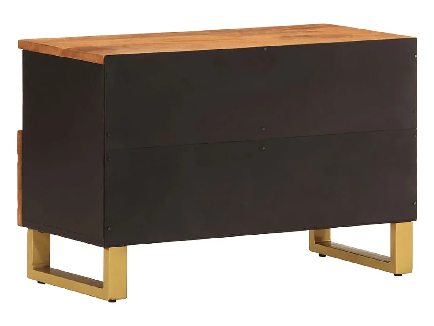Garden Furniture - Mueble de TV madera de mango marrón negro 70x33,5x46 cm