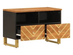 Garden Furniture - Mueble de TV madera de mango marrón negro 70x33,5x46 cm