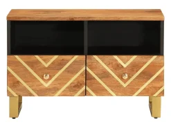 Garden Furniture - Mueble de TV madera de mango marrón negro 70x33,5x46 cm