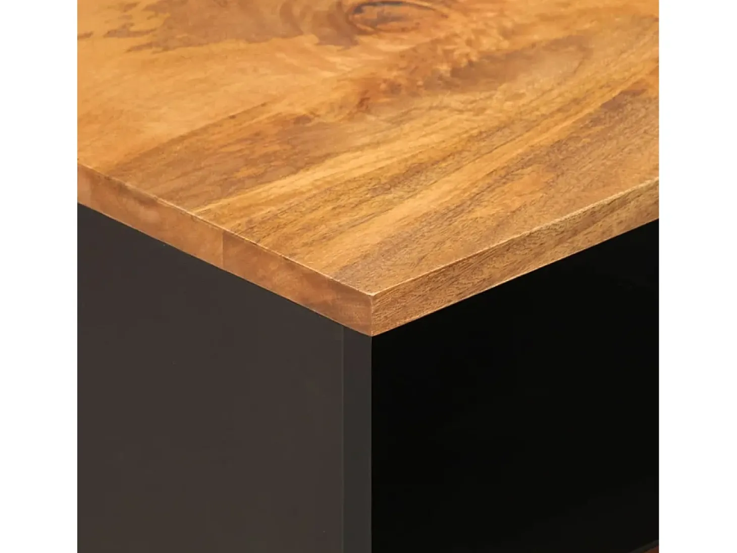 Garden Furniture - Mueble de TV madera de mango marrón negro 70x33,5x46 cm