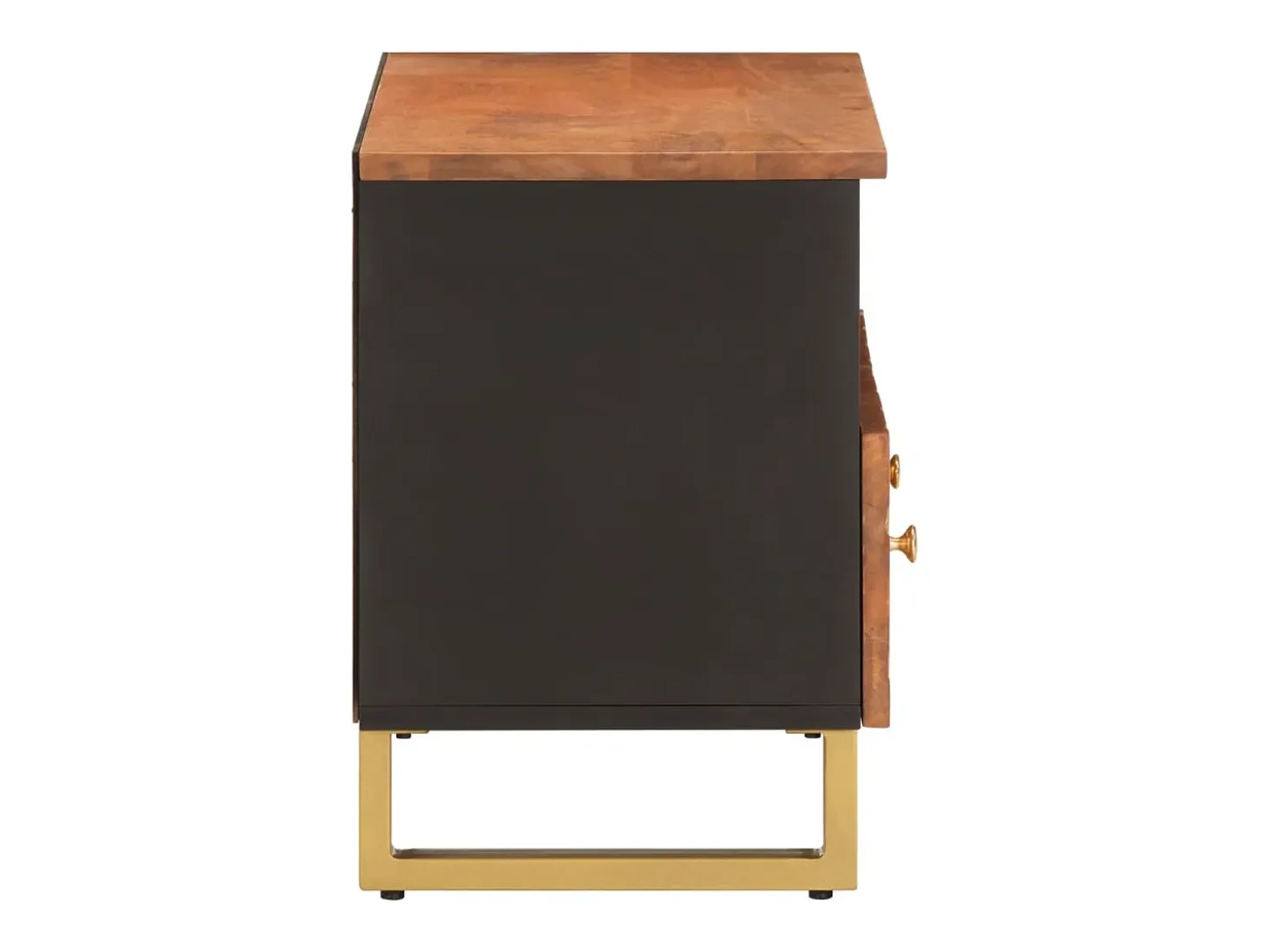 Garden Furniture - Mueble de TV madera de mango marrón negro 70x33,5x46 cm