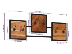 Garden Furniture - Perchero de pared madera maciza de acacia y erro 90x1x35 cm