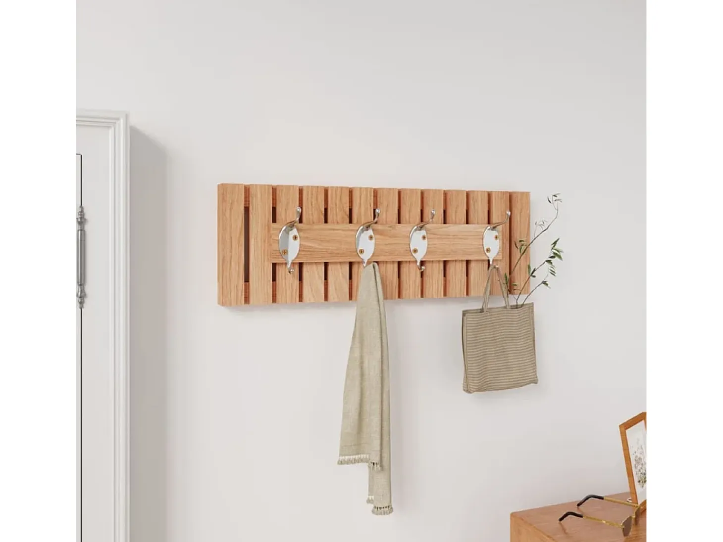 Garden Furniture - Perchero de pared madera maciza de nogal 42x8,5x14 cm