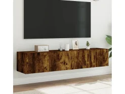 Gerben Muebles TV de pared luces LED 2 uds roble ahumado 80x35x31 cm