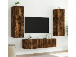 Gerben Muebles TV de pared luces LED 2 uds roble ahumado 80x35x31 cm