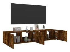 Gerben Muebles TV de pared luces LED 2 uds roble ahumado 80x35x31 cm
