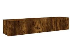 Gerben Muebles TV de pared luces LED 2 uds roble ahumado 80x35x31 cm