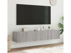 Gerben Muebles TV de pared con luces LED 2 uds gris Sonoma 80x35x31 cm