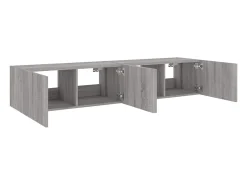Gerben Muebles TV de pared con luces LED 2 uds gris Sonoma 80x35x31 cm