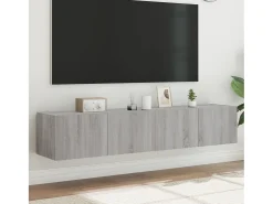 Gerben Muebles TV de pared con luces LED 2 uds gris Sonoma 80x35x31 cm