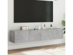 Gerben Muebles TV de pared luces LED 2 uds gris hormigón 80x35x31 cm