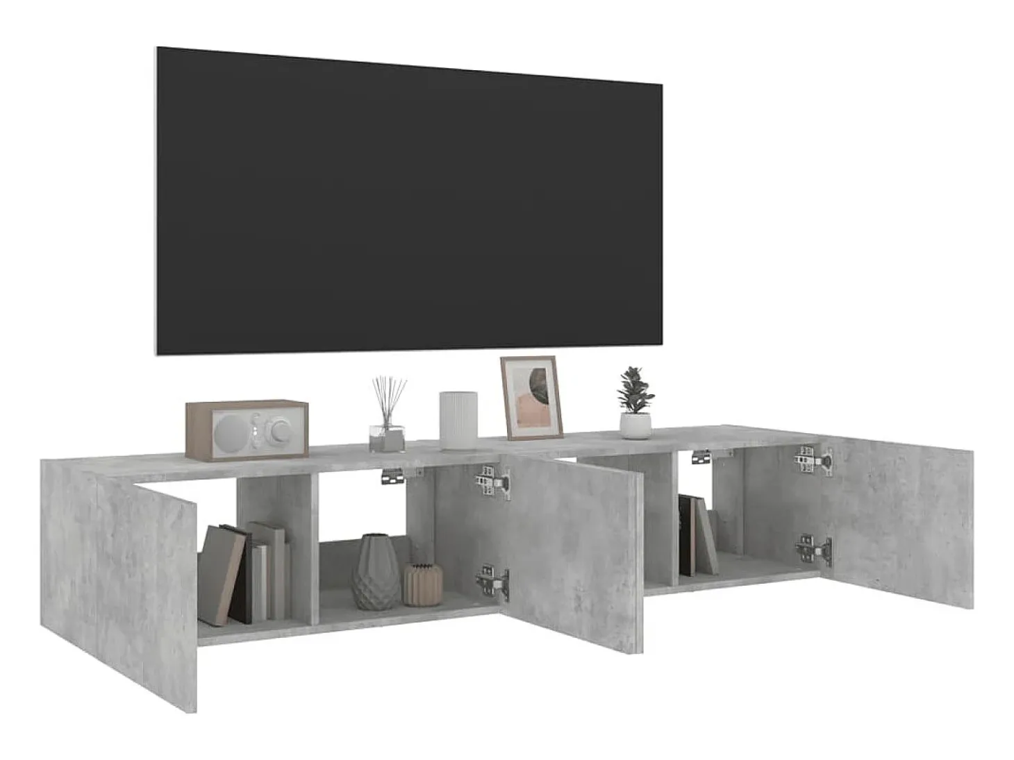 Gerben Muebles TV de pared luces LED 2 uds gris hormigón 80x35x31 cm