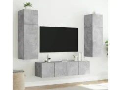 Gerben Muebles TV de pared luces LED 2 uds gris hormigón 80x35x31 cm