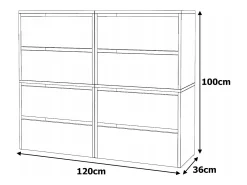 Gran Mueble Zapatero 120x36x100 cm Gris 20 pares – Estantería Alta de Almacenamiento para la Entrada