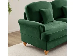 Gran Sofá 2 Plazas Chenille - Con Funda Extraíble y 2 Cojines - 194x83.5x93cm - Verde