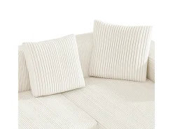 Gran sofá angular recto modular, de pana, con 4 cojines, sin montaje requerido, 261x146x65cm, Blanco