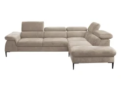 Gran sofá cama rinconera derecha de terciopelo beige SEPINA de Pascal Morabito