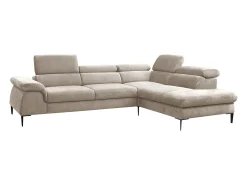 Gran sofá cama rinconera derecha de terciopelo beige SEPINA de Pascal Morabito