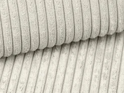 Gran sofá cama rinconera panorámico de pana beige arcón AMELIA