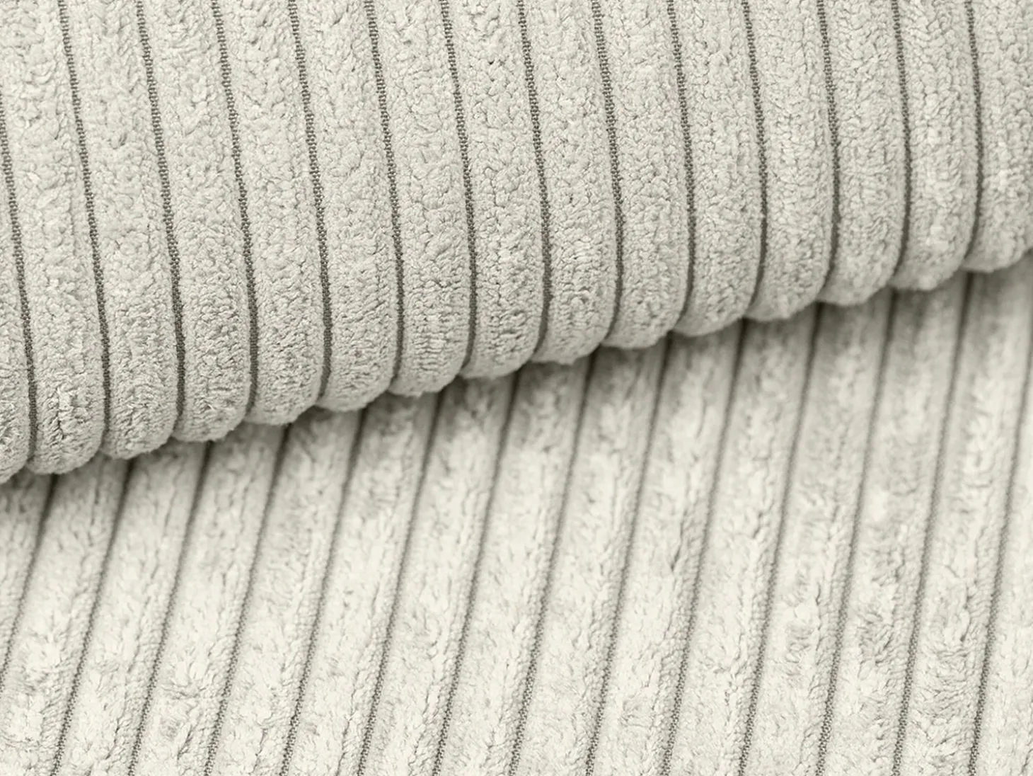 Gran sofá cama rinconera panorámico de pana beige arcón AMELIA