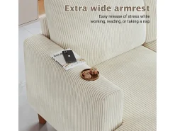 Gran sofá de esquina panorámico - 4 plazas - chaise longue 109cm - de pana - 269x140x86 - Beige