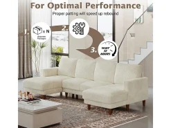 Gran sofá de esquina panorámico - 4 plazas - chaise longue 109cm - de pana - 269x140x86 - Beige