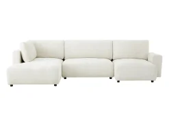 Gran sofá panorámico rinconero izquierdo en chenilla beige CELARO