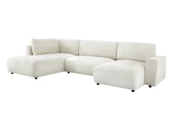 Gran sofá panorámico rinconero izquierdo en chenilla beige CELARO