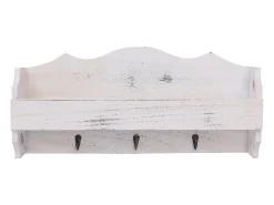Gryfel Perchero de pared de madera blanco 50x10x23 cm