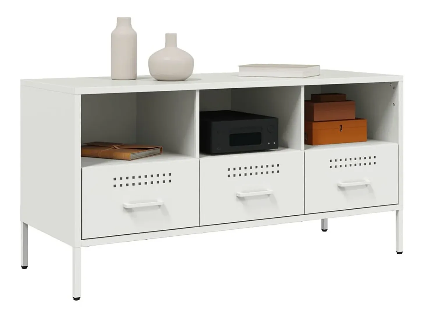 Gryln Mueble para TV acero blanco 100,5x39x50,5 cm