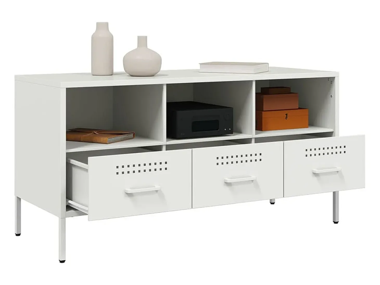 Gryln Mueble para TV acero blanco 100,5x39x50,5 cm