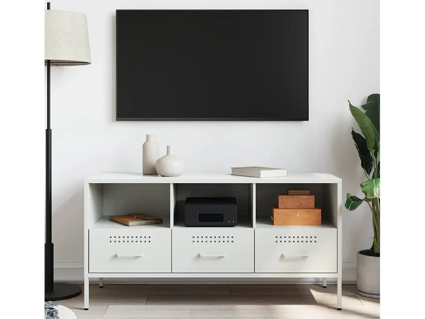 Gryln Mueble para TV acero blanco 100,5x39x50,5 cm